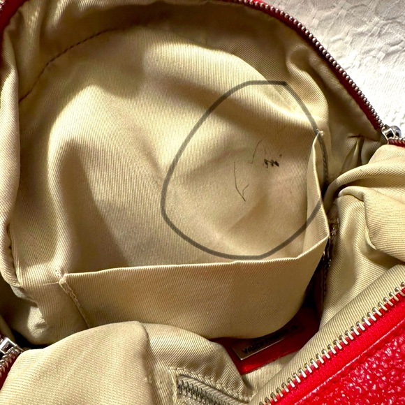 BCBGMaxAzaria Red Adjustable Backpack Purse Made in Italy Good Condition - Picture 15 of 16